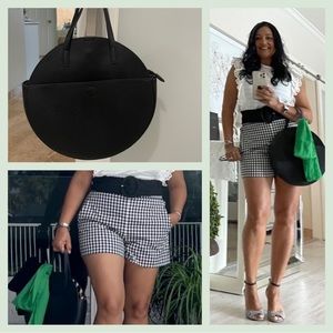 Round Black Faux Leather Purse